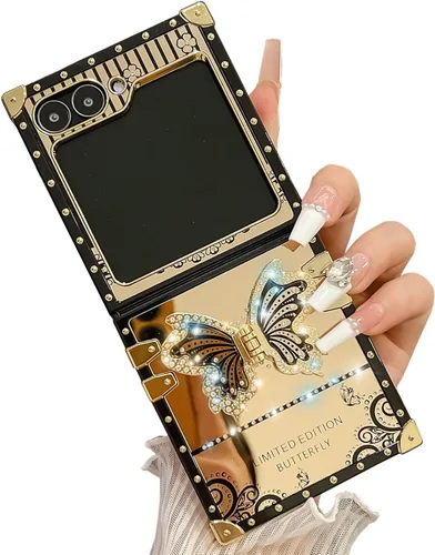 Vista 42 de Funda Rectangular de Lujo Femenina Compatible con iPhone 16 Pro Max Diseñada con Soporte de Anillo de Diamante con Función de Atril
