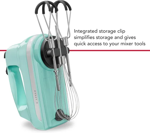 Vista 4 de KitchenAid KHM6118 - Batidora de mano de 6 velocidades con batidores de borde flexible Azul hielo