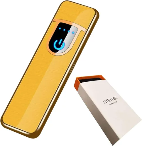 Vista 12 de Encendedor electrónico recargable por USB, mini pantalla táctil creativa, pantalla LED, resistente al viento, sin llama con cable de carga, silencio