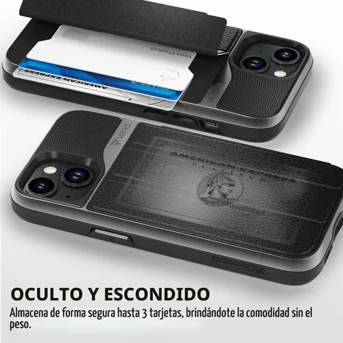 Vista 3 de VENA vCommute - Funda tipo cartera para iPhone 15, [protección contra caídas de grado militar] Funda de cuero con ranura para tarjetas con soporte
