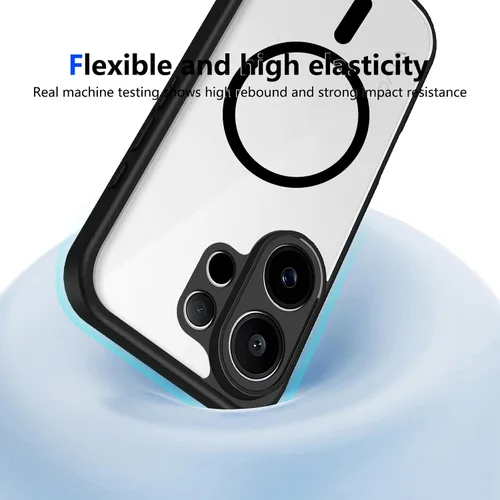 Vista 315 de Funda magnética transparente compatible con Xiaomi 17T, color negro 2 en 1 PC + TPU cubierta de teléfono a prueba de golpes, carcasa protectora