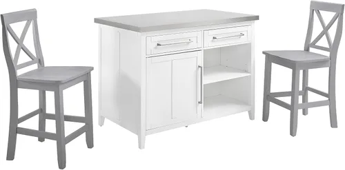 Vista 19 de Crosley Furniture Silvia - Juego de isla de cocina, taburetes de silla