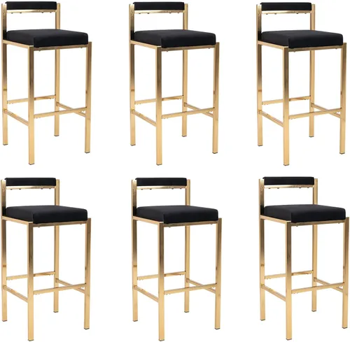 Vista 10 de Juego de 2 taburetes de bar de 30 pulgadas de altura con respaldo Negro - blanco