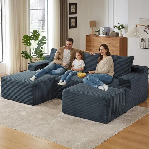 Vista 71 de Lakifun Sofá en Forma de L de 107" con Otomana, Seccional Modular Moderno Sofá Cómodo en Forma de U Nube, Asiento Profundo, Chaise Longue Cama