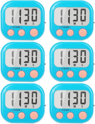 Vista 20 de Paquete de 2 temporizadores de cocina con anillo ruidoso, temporizadores digitales para cocinar magnéticos, color azul