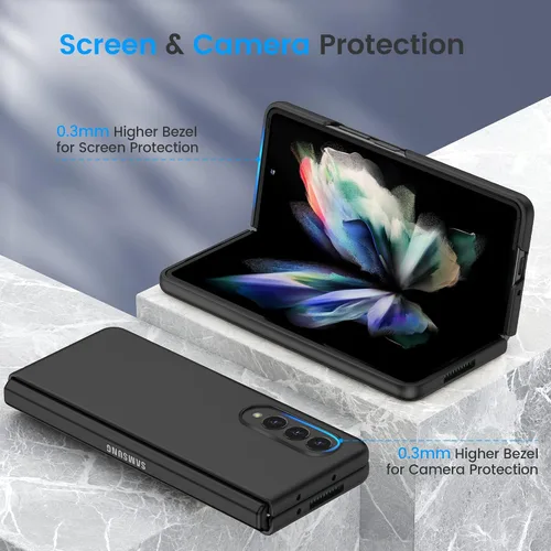Vista 5 de Ruky para Galaxy Z Fold 3 Estuche de cuerpo completo, protector de pantalla incorporado, estuche protector ultradelgado de PC duro, antiarañazos, a