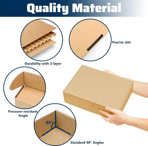 Vista 3 de Cajas de envío, 25 unidades, 8 x 4 x 2 pulgadas, cajas de cartón corrugado marrón fuerte para embalaje de pequeñas empresas, correo, manualidades
