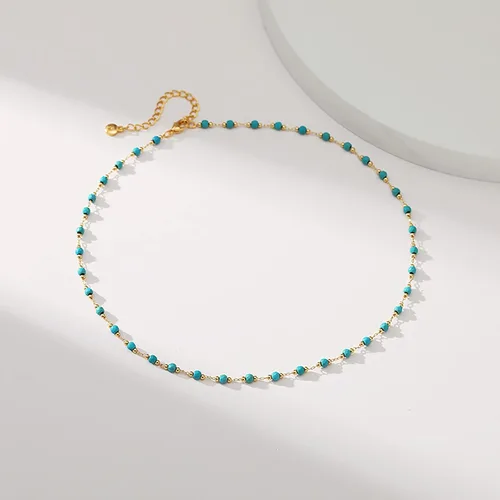 Vista 21 de Gargantilla con cuentas para mujer, chapada en oro de 18 quilates, gargantilla delicada para mujer