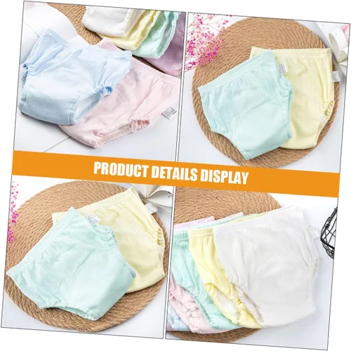 Vista 3 de 2 pañales de algodón para niños y niñas, transpirables, lavables, fundas de pañales para niños y niñas, colores mezclados para entrenamiento y viajes