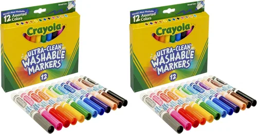 Vista 10 de Crayola Marcadores de línea ancha (12 unidades), marcadores lavables para niños, colores surtidos, suministros de arte y manualidades, para libros