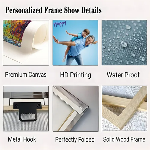 Vista 4 de Uayuios Lienzo personalizado con tus fotos, marco de lienzo personalizado para pared, para crear póster de boda, mascota, familia, 8 x 6 pulgadas