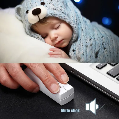 Vista 2 de elec Space Mini mouse inalámbrico de dedo Silencioso modo dual Bluetooth y 2.4 GHz, ratón ergonómico portátil para PC con funda, compatible