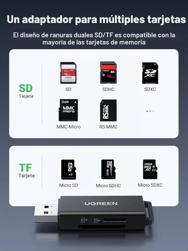 Vista 3 de UGREEN Lector de tarjetas SD portátil USB 3.0