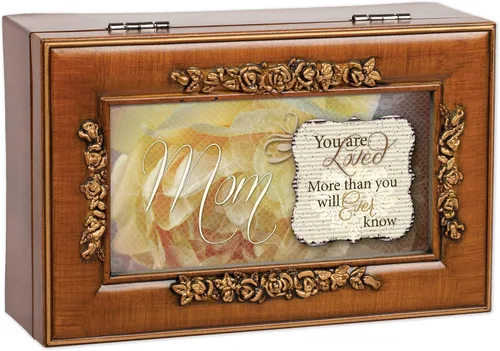Vista 2 de Cottage Garden Mom You are Loved - Caja de música con diseño de rosa pequeña en relieve, reproduce el viento debajo de mis alas