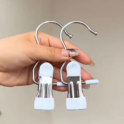 Vista 7 de Dxcaicc 20 clips multifunción, ganchos para colgar la ropa sucia de acero manchado con clips, pasadores de ropa resistentes, clip de secado de metal