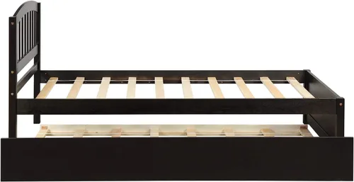 Vista 5 de Harper & Bright Designs Cama individual con cama nido, cama individual de plataforma de madera con cabecera y base de colchón estribo, fuerte