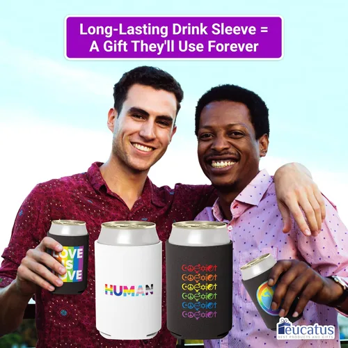 Vista 2 de LGBTQ Pride - Paquete de 6 enfriadores de latas – Fundas de neopreno arcoíris para cerveza, regalo divertido, soportes plegables para bebidas