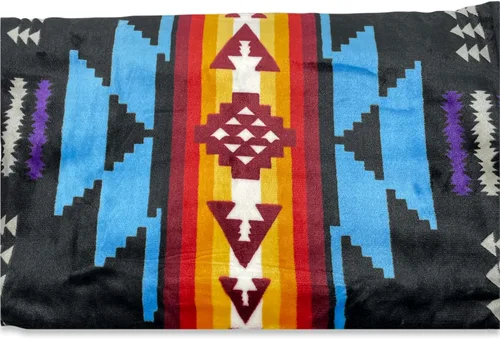 Vista 3 de Southwest Design - Manta con forro de sherpa (estampado Navajo) 16112 color negro