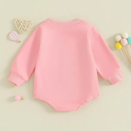 Vista 53 de SOLILOQUY Traje de manga larga con cuello redondo para el primer día de San Valentín para bebé niño y niña, mameluco de corazón de amor