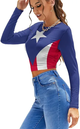 Vista 4 de Camiseta sin espalda con bandera de Puerto Rico para mujer, camiseta de verano XL