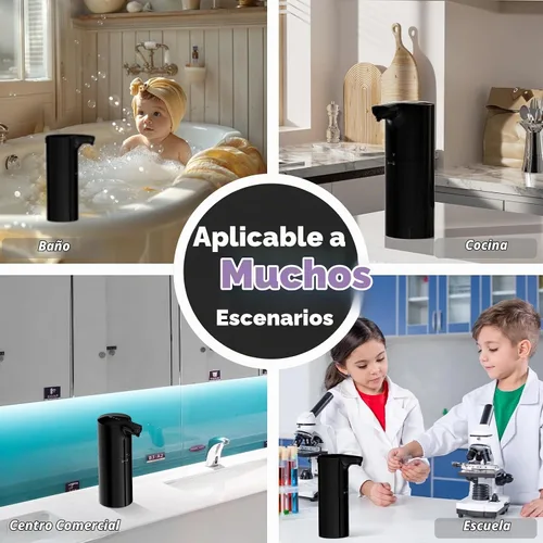 Vista 5 de Dispensador de jabón líquido automático YIKHOM, dispensador de jabón para platos con control de volumen ajustable de 8, 15.37 fl oz/450mL