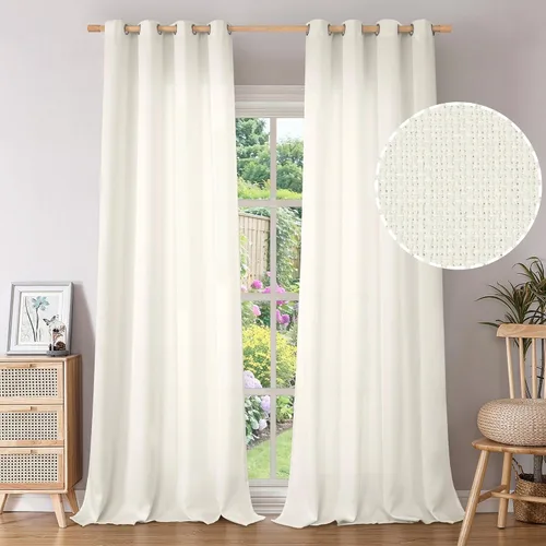 Vista 160 de BGment Cortinas de Lino Beige de 63 Pulgadas de Largo 2 Paneles - Tratamientos para Ventanas con Textura de Arpillera Filtrantes de Luz Cortinas B