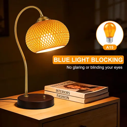 Vista 5 de KINUR Bombillas de luz ámbar, A15 2 W, 2000 K, bombillas cálidas equivalentes a 15 W, base E26 para dormir saludable paquete de 4