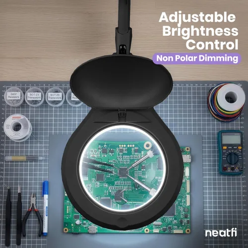 Vista 7 de Neatfi Elite XL HD Bifocales Super LED - Lámpara de aumento con abrazadera, lente de vidrio, 6500K, sin deslumbramiento, atenuación no polar