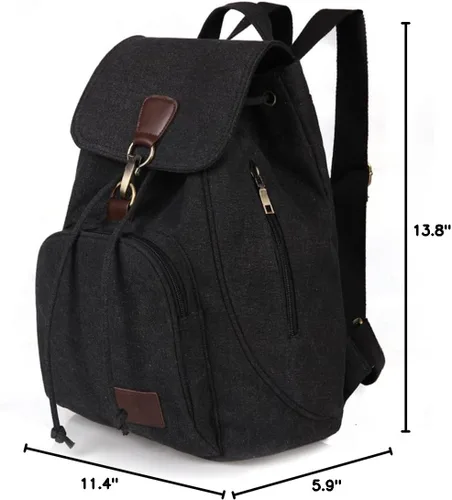 Vista 22 de Mochilas de lona a la moda, bolso casual para compras al aire libre, mochila deportiva, senderismo, viajes, bolsa multiusos, Café, Mochilas