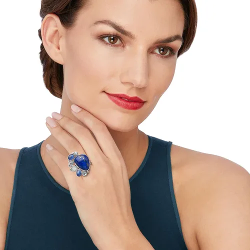 Vista 2 de Ross-Simons Lapis and 3.00 ct. t.w. Kyanite Ring With 1.96 ct. t.w. Sky Blue Topaz in Sterling Silver