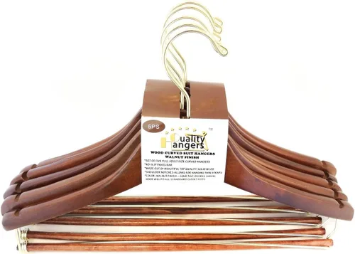 Vista 7 de Quality Hangers Perchas de madera hermosas y resistentes para trajes, perchas curvadas ideales para viajeros, perchas resistentes con barra