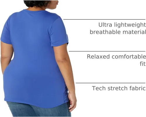 Vista 28 de Amazon Essentials Camiseta de manga corta con cuello redondo para mujer, de secado rápido, para entrenamiento, gimnasio, paquete múltiple