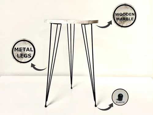 Vista 7 de Juego de 2 mesas auxiliares redondas de madera para sofá para espacios pequeños, mesita de noche con patas de metal para dormitorio, sala de estar