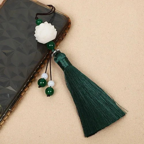 Vista 4 de WEISHA Llavero 1 pieza Bodhi Lotus Flower Tassel Pendant Mo Dao Zu Shi Wei WuXian Lanzhan, accesorios de cosplay, cordón trenzado hecho a mano