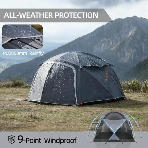 Vista 4 de EchoSmile Tiendas de campaña para camping, tienda impermeable a prueba de viento con múltiples postes, tienda de campaña de cúpula amplia para 3-5
