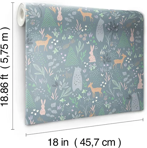 Vista 5 de RoomMates RMK12121RL Green Spring Forest Pals - Papel tapiz para despegar y pegar