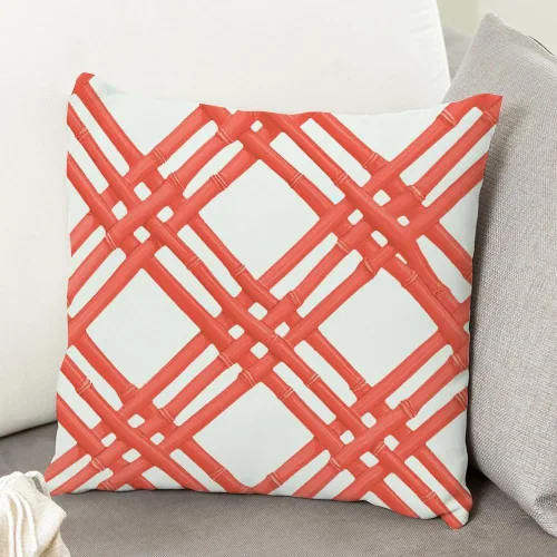 Vista 5 de ArogGeld Summer House - Funda de cojín geométrica naranja y roja, fundas de almohada decorativas para el hogar, de doble cara, para sofá