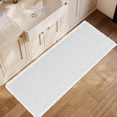 Vista 28 de ZALL - Tapete de baño de punto gofre beige, súper absorbente, antideslizante, largo, color crema, 24 x 72 pulgadas, lavable a máquina, ultra suave