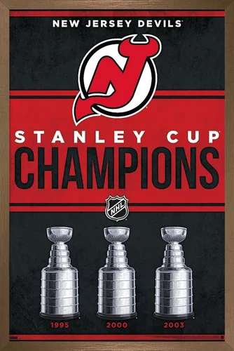 Vista 16 de Trends International NHL New Jersey Devils - Póster de pared Champions 23, 14.72 x 22.37 pulgadas, versión enmarcada de madera de granero