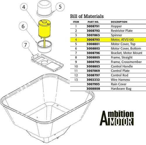 Vista 6 de Motor de repuesto para ATVS100 Difusor de difusión 3008793 Compradores SaltDogg
