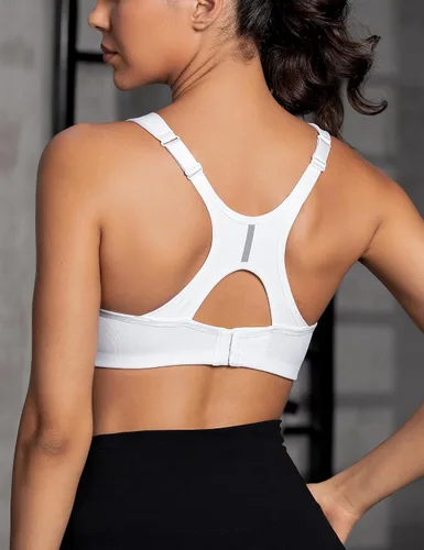 Vista 5 de Wingslove Brasier deportivo de alto impacto para mujer, sin varillas, con copas moldeadas reflectantes, brasier deportivo de espalda cruzada de alto