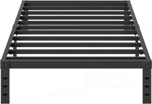 Vista 12 de Base de cama Twin-XL de metal, no necesita sommier, plataforma de 12 pulgadas sin ruido en color negro, de fácil montaje, soporte de láminas