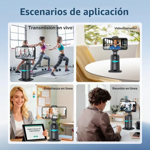 Vista 8 de TOALLIN Soporte y trípode para teléfono con seguimiento facial automático