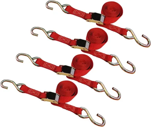 Vista 20 de Mega Cargo Control - Hebilla de leva resistente de 1" x 6' con ganchos S recubiertos de negro - WLL 400 lbs. Paquete de 4