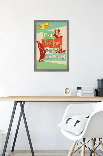 Vista 6 de Trends International Seinfeld - Póster de pared Festivus, 14.725 x 22.375 pulgadas, versión enmarcada de madera de granero