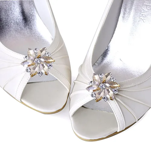 Vista 3 de ELEGANTPARK Zapatos Vestido Sombrero Accesorios Moda Rhinestone Crystal Shoe Clips 2 Pcs Multicolor