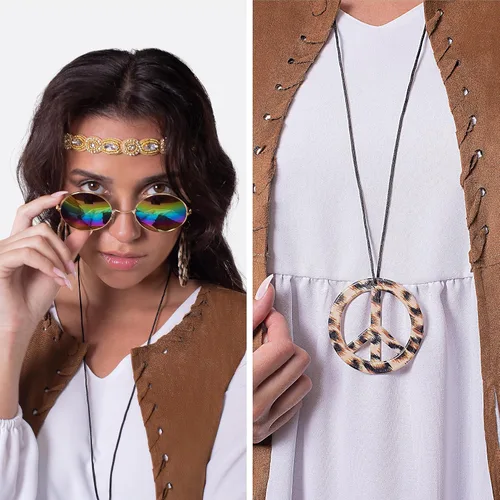 Vista 3 de Spooktacular Creations Conjunto de disfraz hippie de los años 60 y 70 para mujer