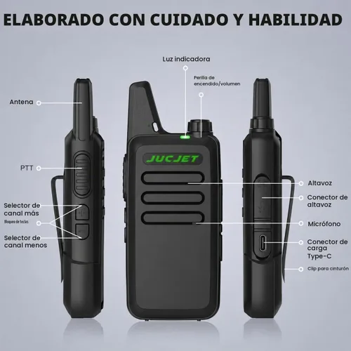 Vista 2 de Walkie Talkies F20 Compact FRS, paquete de 4 radios listos para usar T20-4 piezas