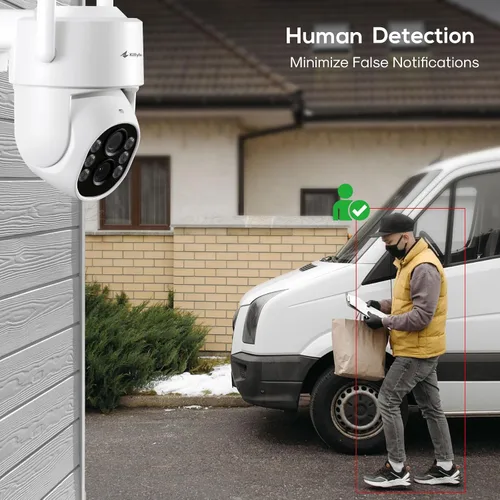 Vista 3 de Kittyhok Cámara de seguridad PTZ de doble lente inalámbrica para exteriores Cámara de seguridad inalámbrica FHD 2K con zoom híbrido 10X