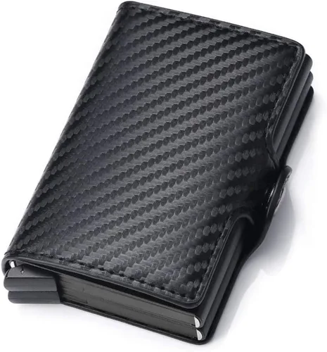 Vista 11 de Tarjetero para hombre, tarjetero delgado para tarjetas de crédito, bolsillo frontal, antirrobo, RFID, autoemergente, para viajes, billeteras